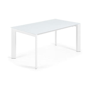 Kave Home Axis eettafel uitschuifbaar 160/220x90 cm Glas/Wit