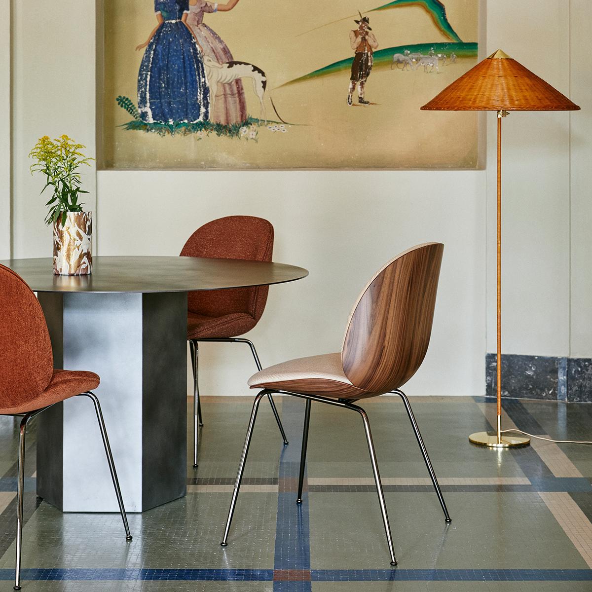 Gubi Beetle 3D Veneer eetkamerstoel Oak Leather Gray