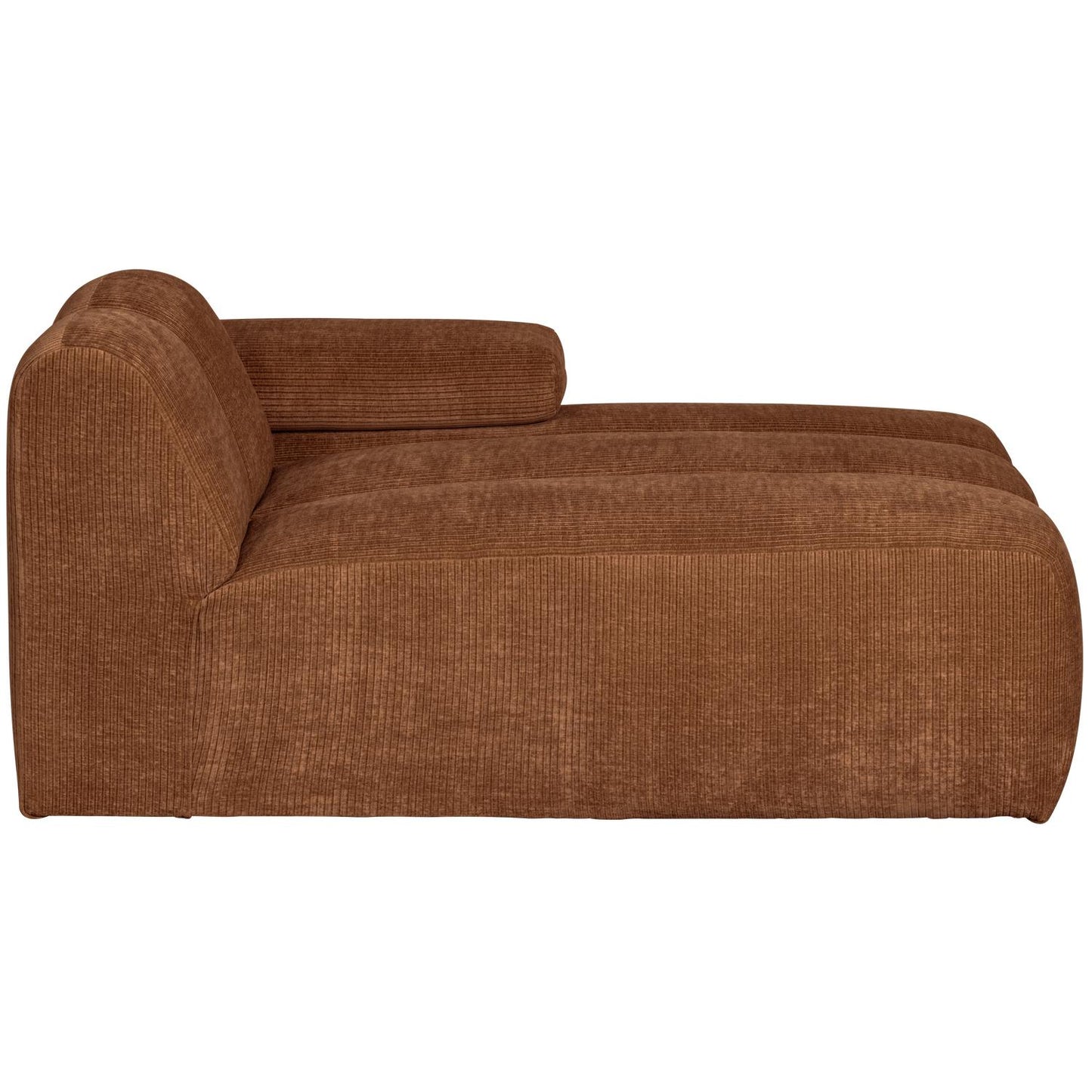 WOOOD Mojo chaise longue bank arm rechts ribstof Roestbruin
