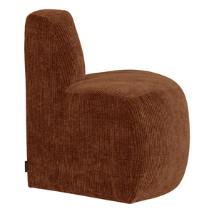 WOOOD Mojo Base eetbank hoek rond rugleuning rib Roestbruin