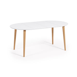 Kave Home Oqui eettafel uitschuifbaar rond Ø90 cm White/Natural