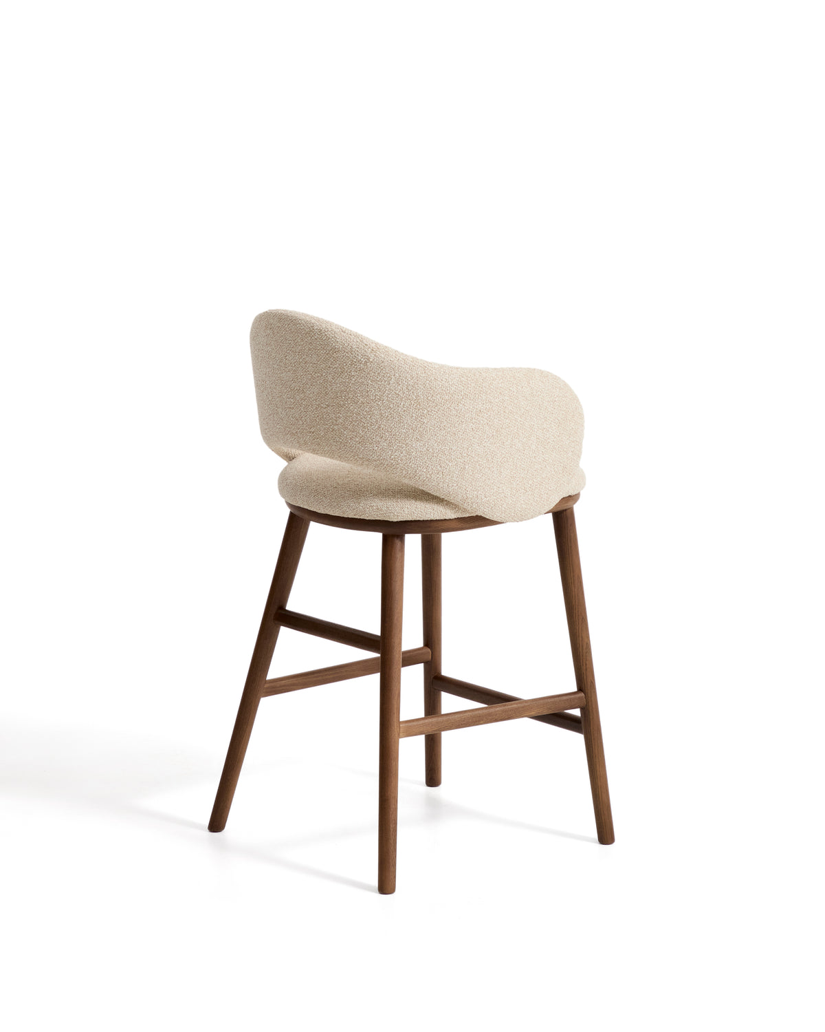 Kave Home Maina barkruk H65 dik chenille Beige walnoot