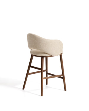 Kave Home Maina barkruk H65 dik chenille Beige walnoot