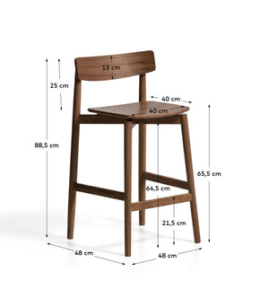 Kave Home Evera barkruk H66 Brown met rugleuning