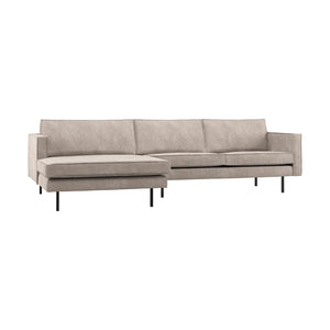 WOOOD Rodeo bank chaise longue links ribstof Donkerzand