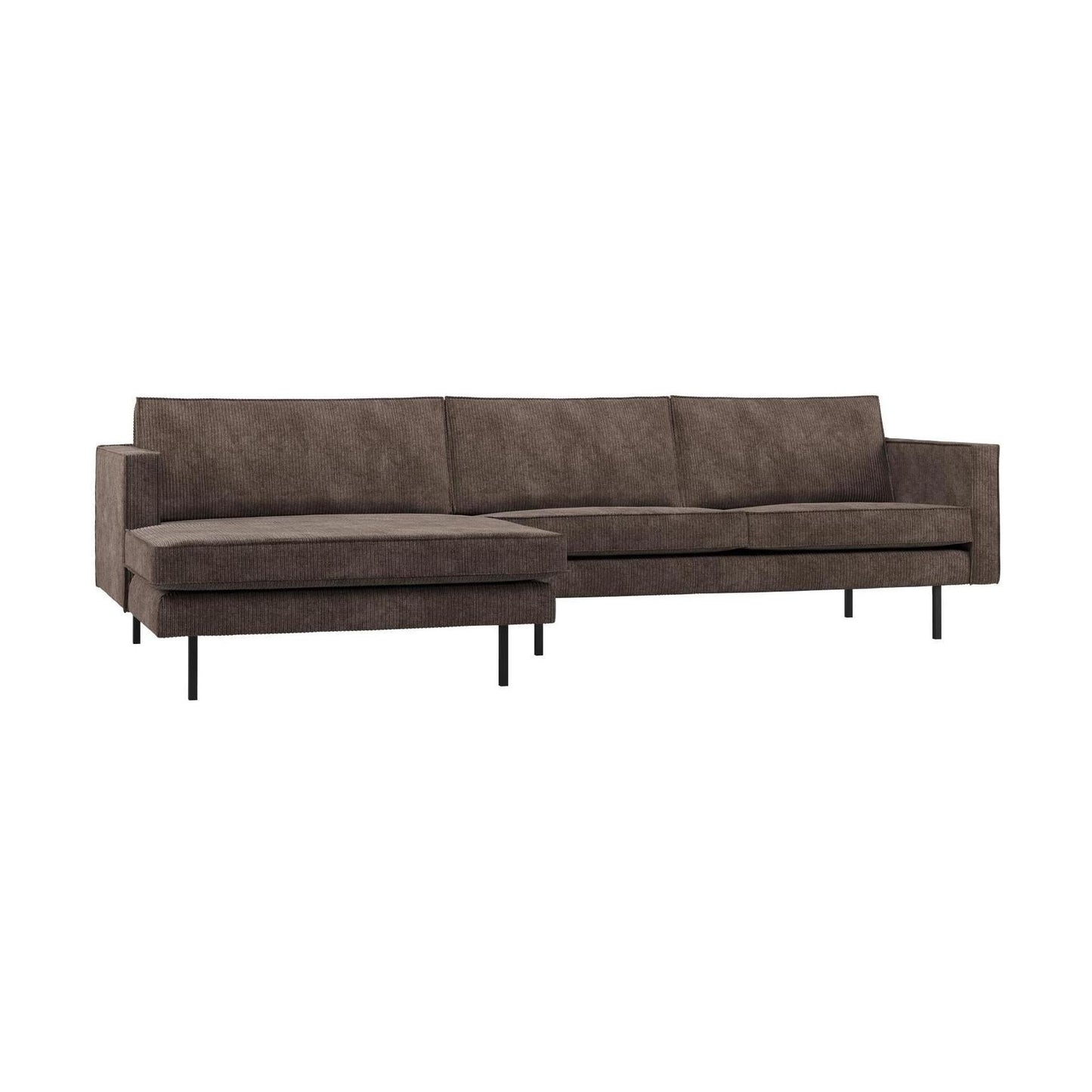 WOOOD Rodeo bank chaise longue links ribstof Bruin
