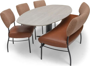 Bree's New World Arc ronde eetkamerbank 200 cm duo Cognac