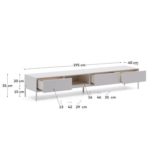 Kave Home Vedrana tv-meubel met 3 laden Wit