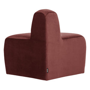 WOOOD Mojo Base eetbank hoek rond rugleuning velvet Kastanjebruin
