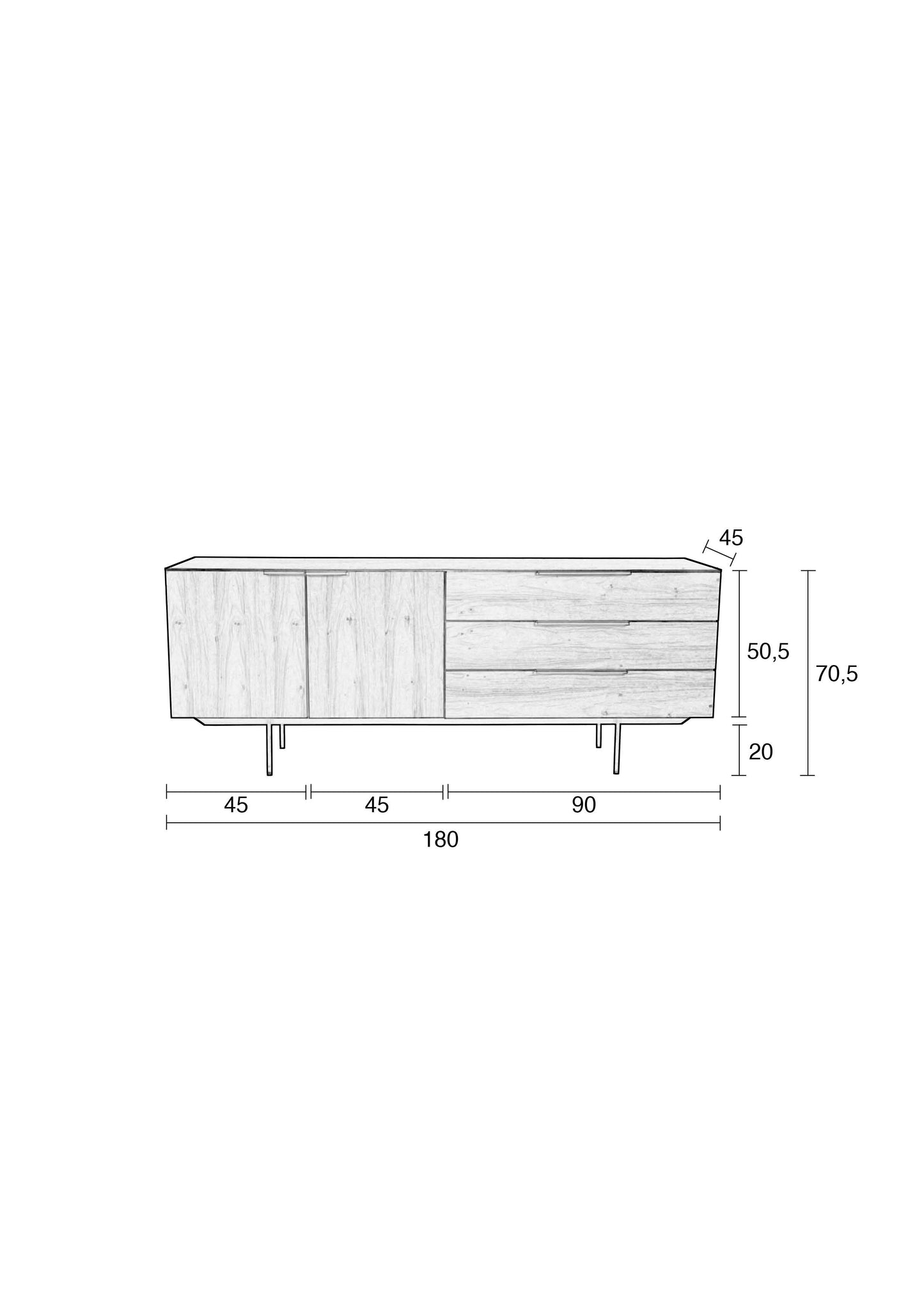 Zuiver Travis dressoir Walnoot