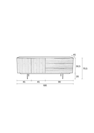 Zuiver Travis dressoir Walnoot
