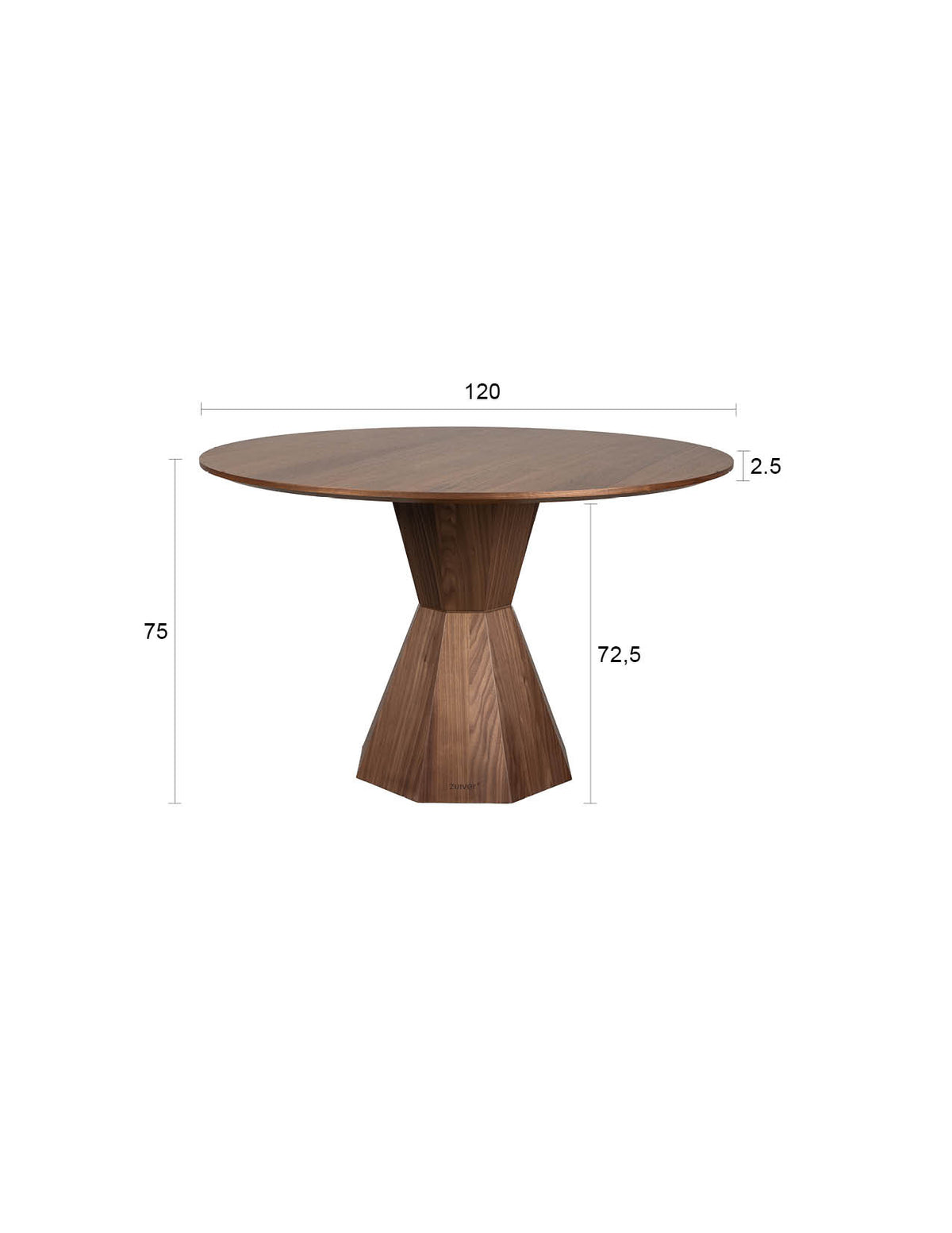Zuiver Lotus eettafel Ø120 cm Walnoot