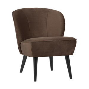 WOOOD Sara fauteuil velvet Donkerbruin