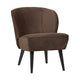 WOOOD Sara fauteuil velvet Donkerbruin