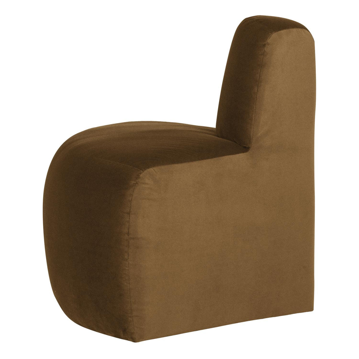 WOOOD Mojo Base eetbank hoek rond rugleuning velvet Honinggeel