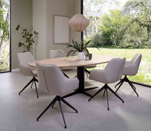 Bree's New World Thor eettafel Deens Ovaal 240x110 cm noten gelakt poot zwart