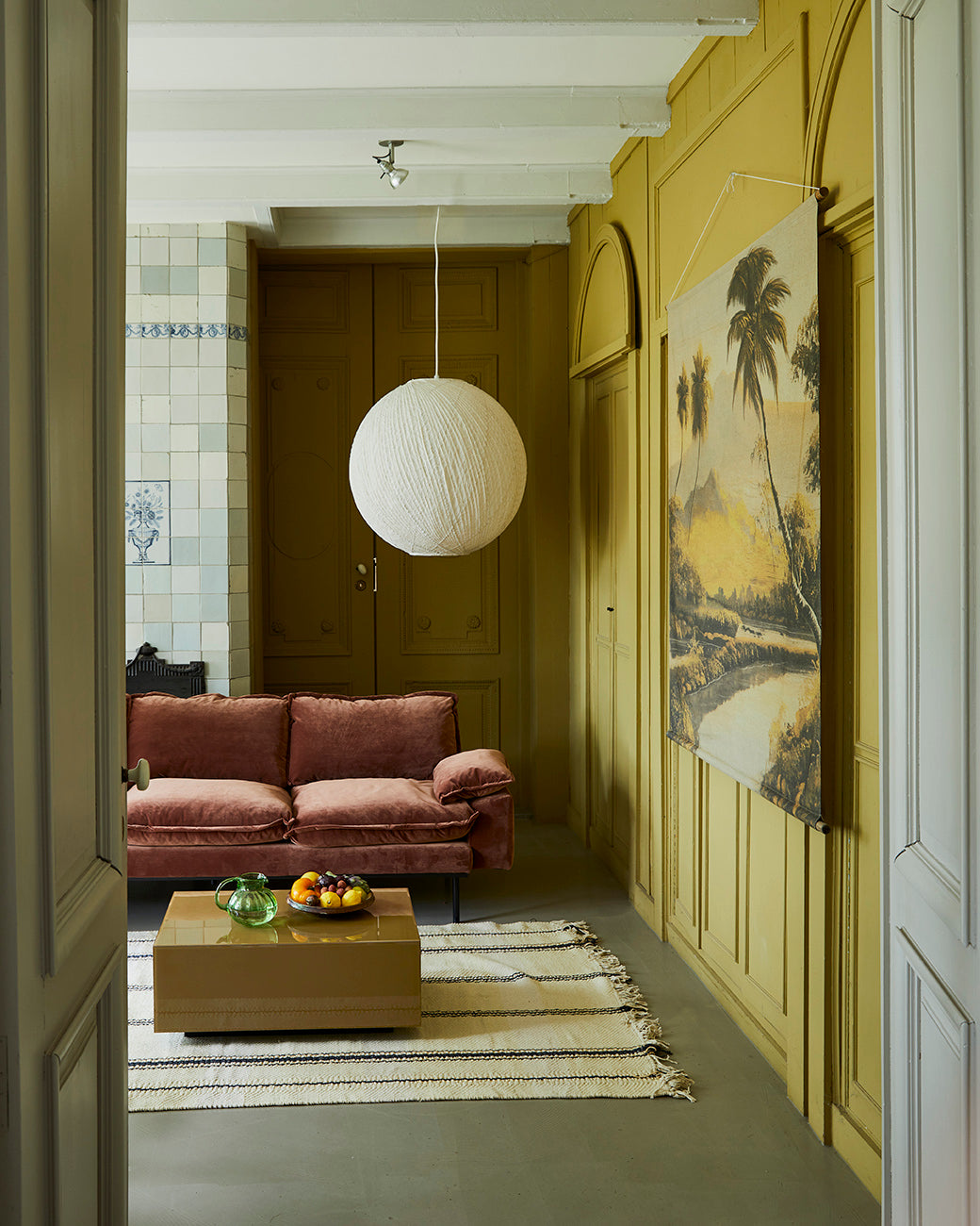 HKliving Retro 2-zitsbank Pure Ivory