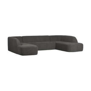 WOOOD Sloping U-vorm bank Grijs/Zwart Melange