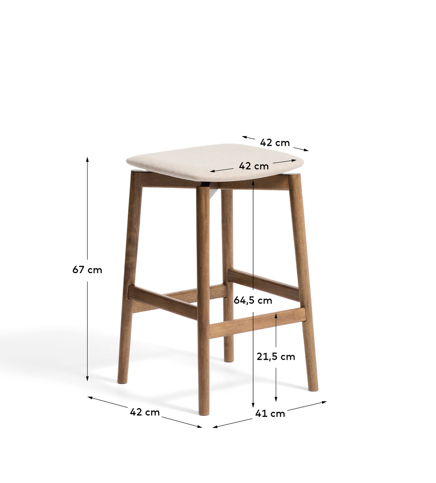 Kave Home Evera barkruk H67 chenille Grey/Brown
