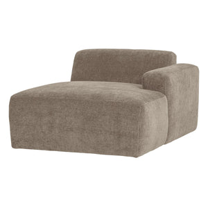 WOOOD Mojo Base chaise longue bank arm rechts rib Donkerzand
