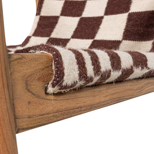 WOOOD Zano fauteuil hout bruin met kelim zitting Naturel