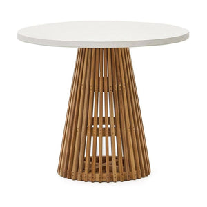Kave Home Alcaufar tuintafel Ø90 cm Massief Teakhout en Wit Cement