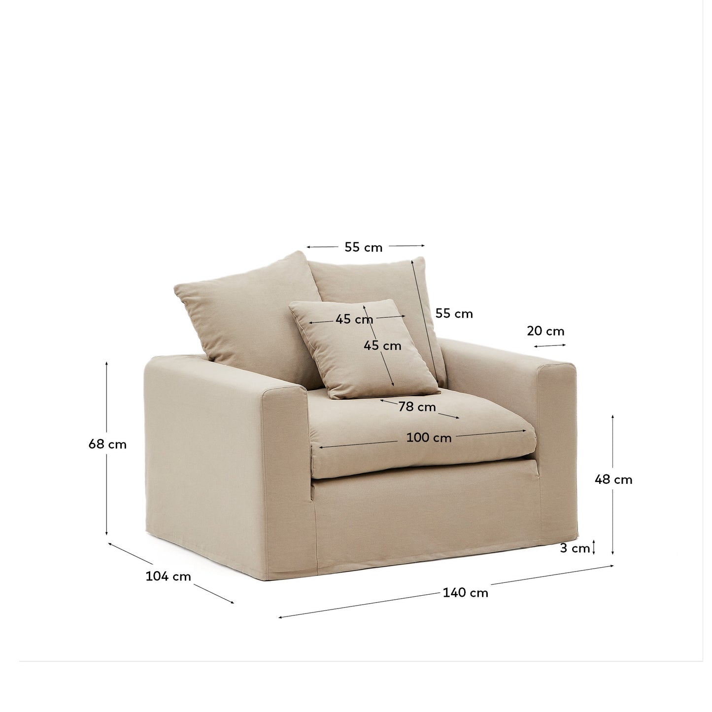 Kave Home Nora fauteuil 140x104 cm Taupe