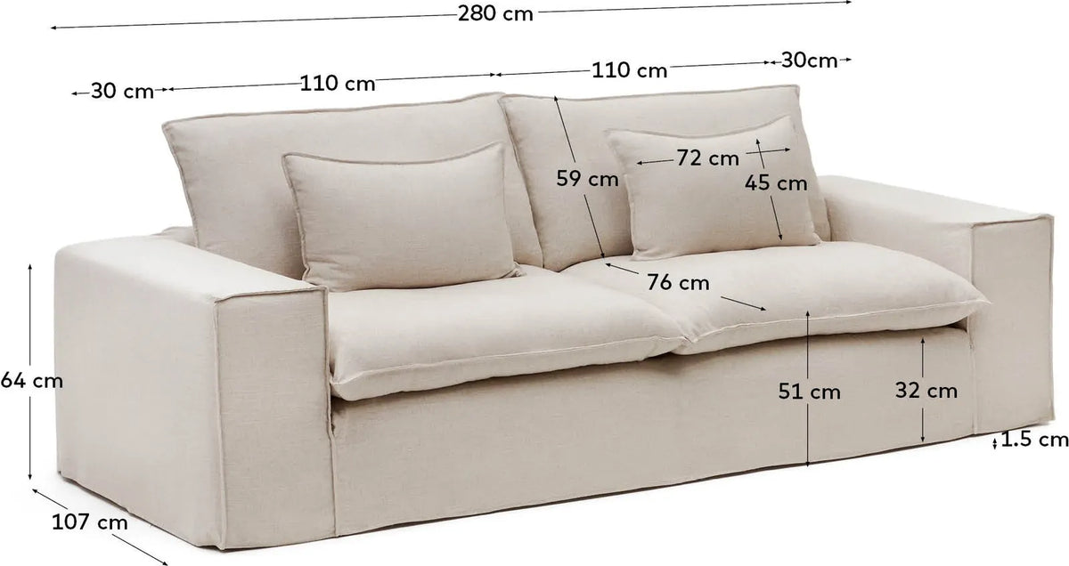 Kave Home Anarela 3-zitsbank Iboni Beige
