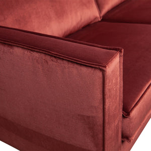 WOOOD Rodeo bank chaise longue rechts velvet Kastanjebruin