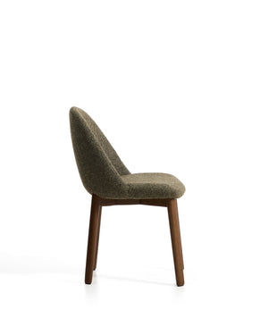 Kave Home Meila eetkamerstoel chenille Green donker hout