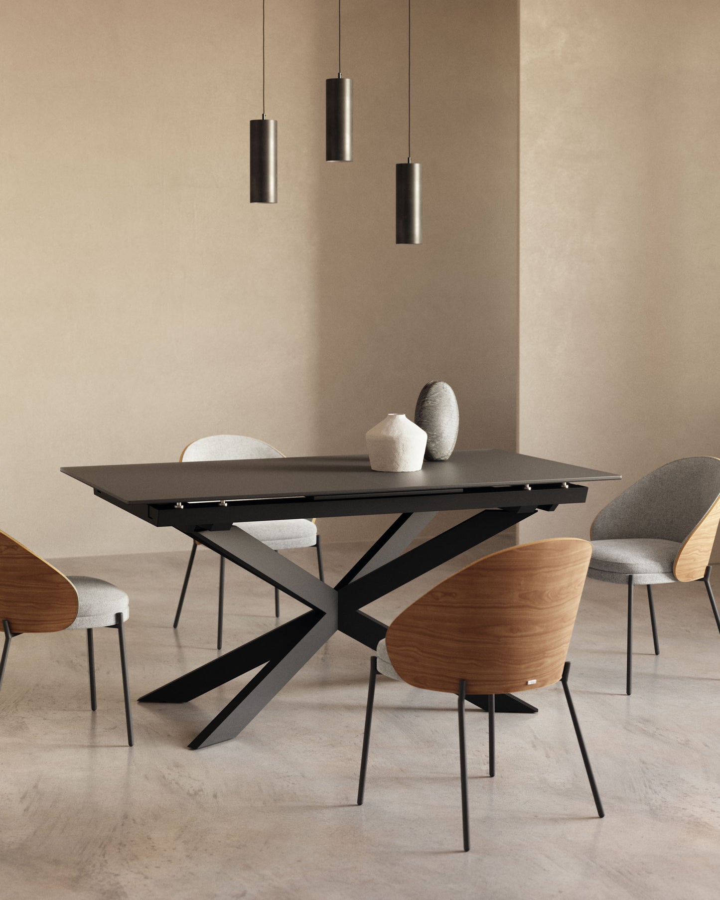 Kave Home Atminda eettafel uitschuifbaar rechthoek 160x90 cm White