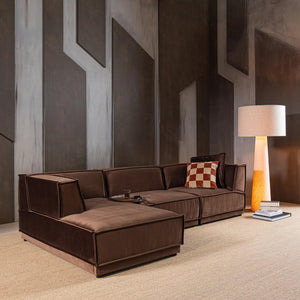 WOOOD Manu 3-zitsbank chaise longue links Bruin