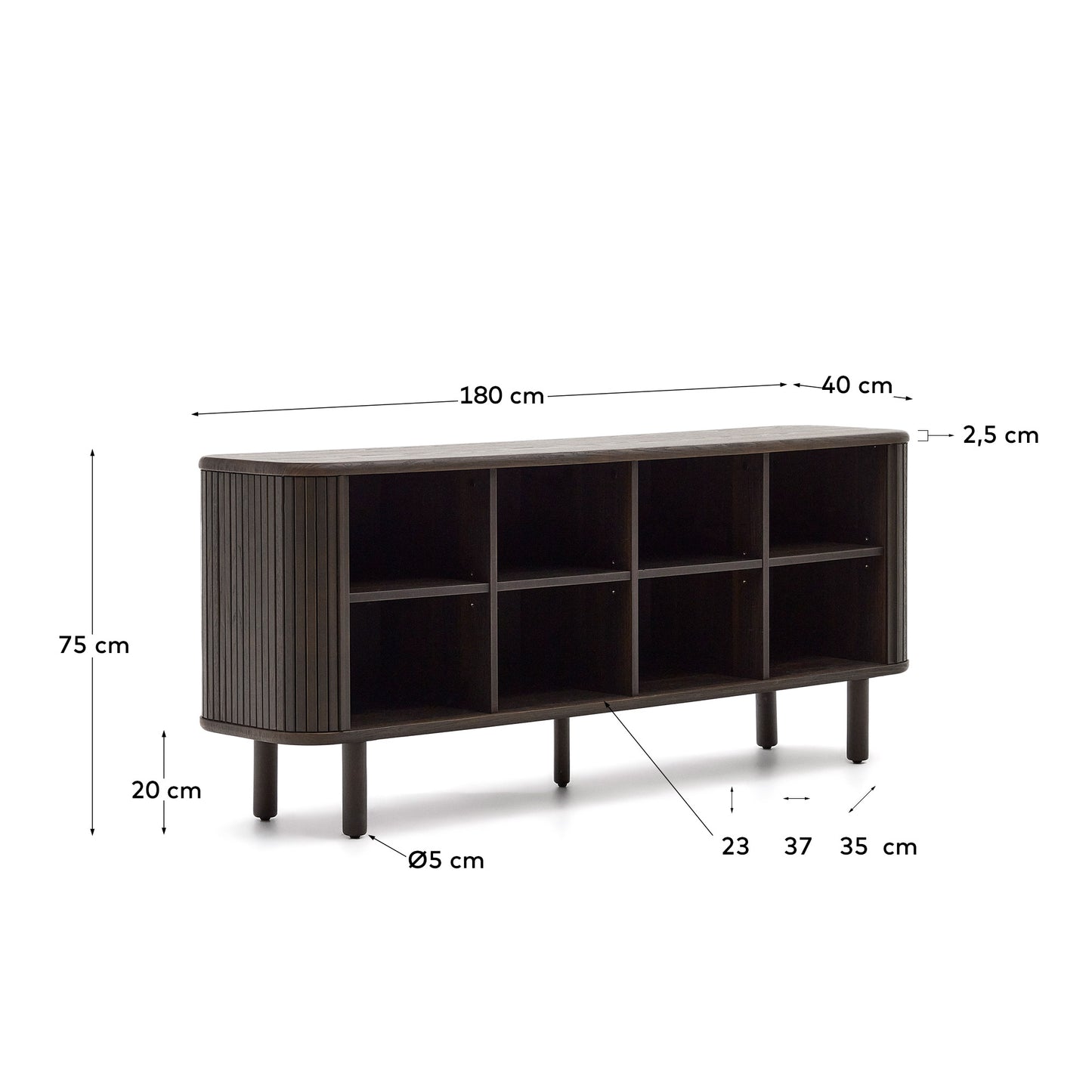 Kave Home Mailen dressoir met 2 deuren essen donkere afwerking