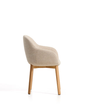 Kave Home Meila eetkamerstoel met arm chenille Beige