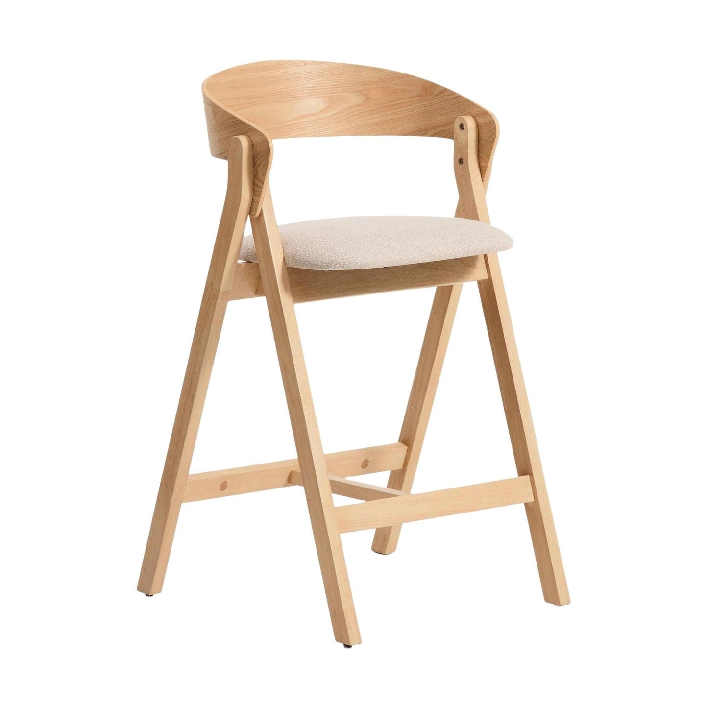 Kave Home Godia barkruk H65 chenille Grey/Beige