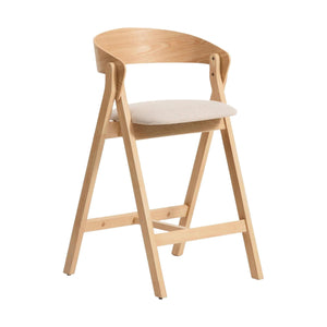 Kave Home Godia barkruk H65 chenille Grey/Beige