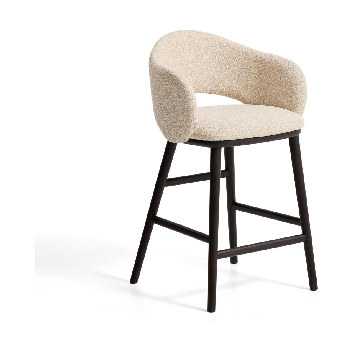 Kave Home Maina barkruk H65 dik chenille Beige zwart