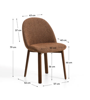 Kave Home Meila eetkamerstoel chenille Terracotta donker hout