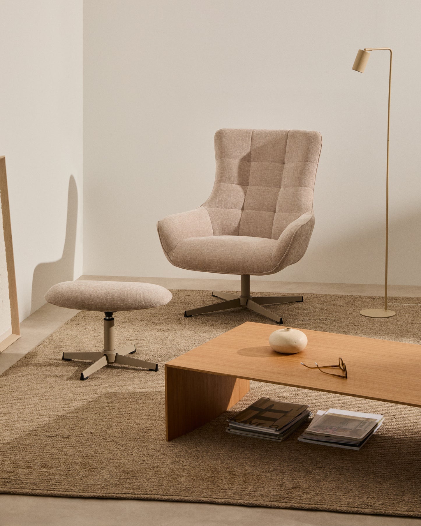 Kave Home Teryl voetenbank chenille Beige