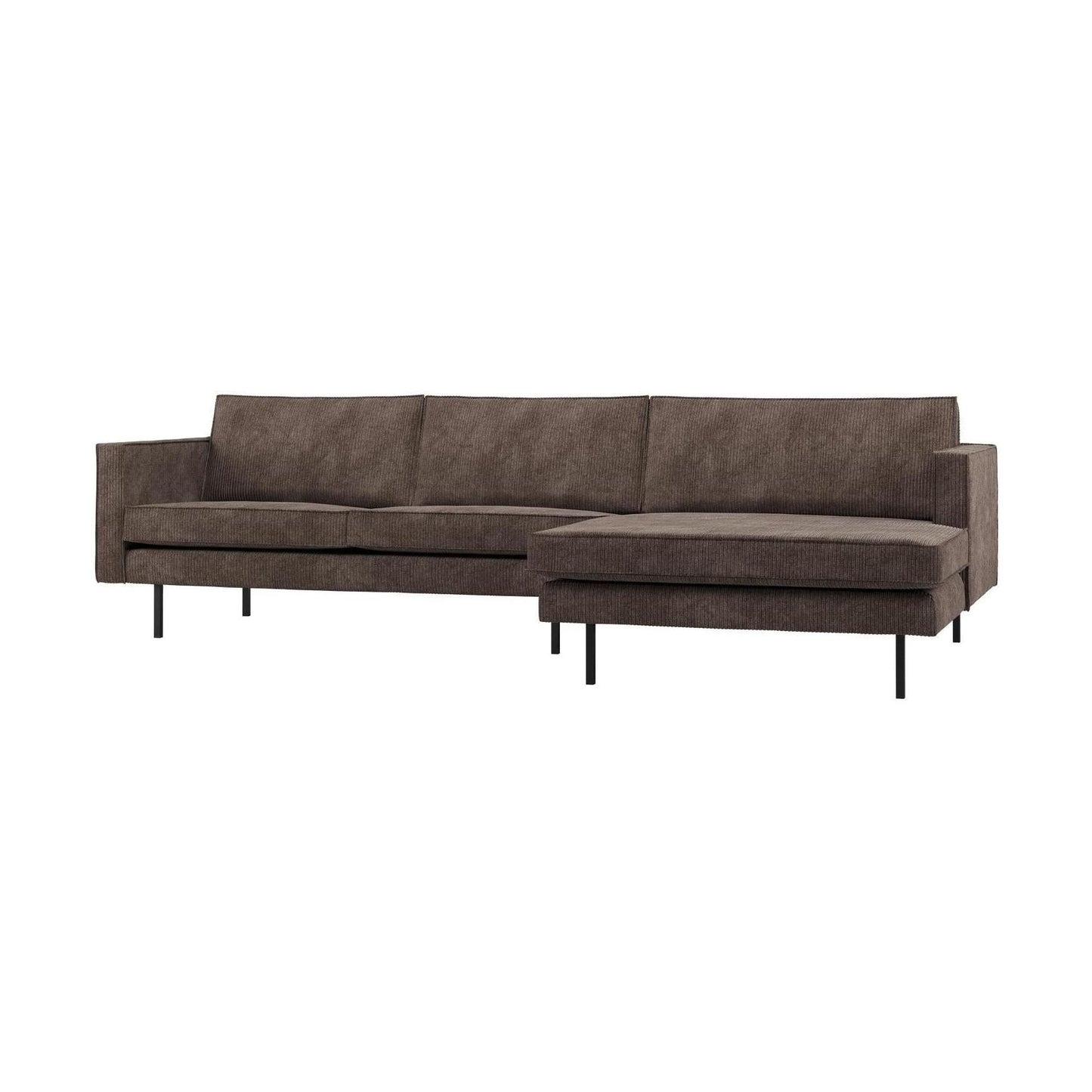 WOOOD Rodeo bank chaise longue rechts ribstof Bruin