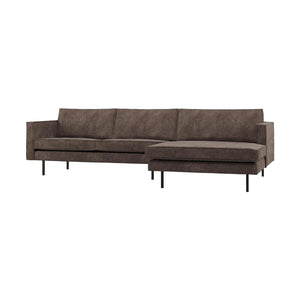 WOOOD Rodeo bank chaise longue rechts ribstof Bruin