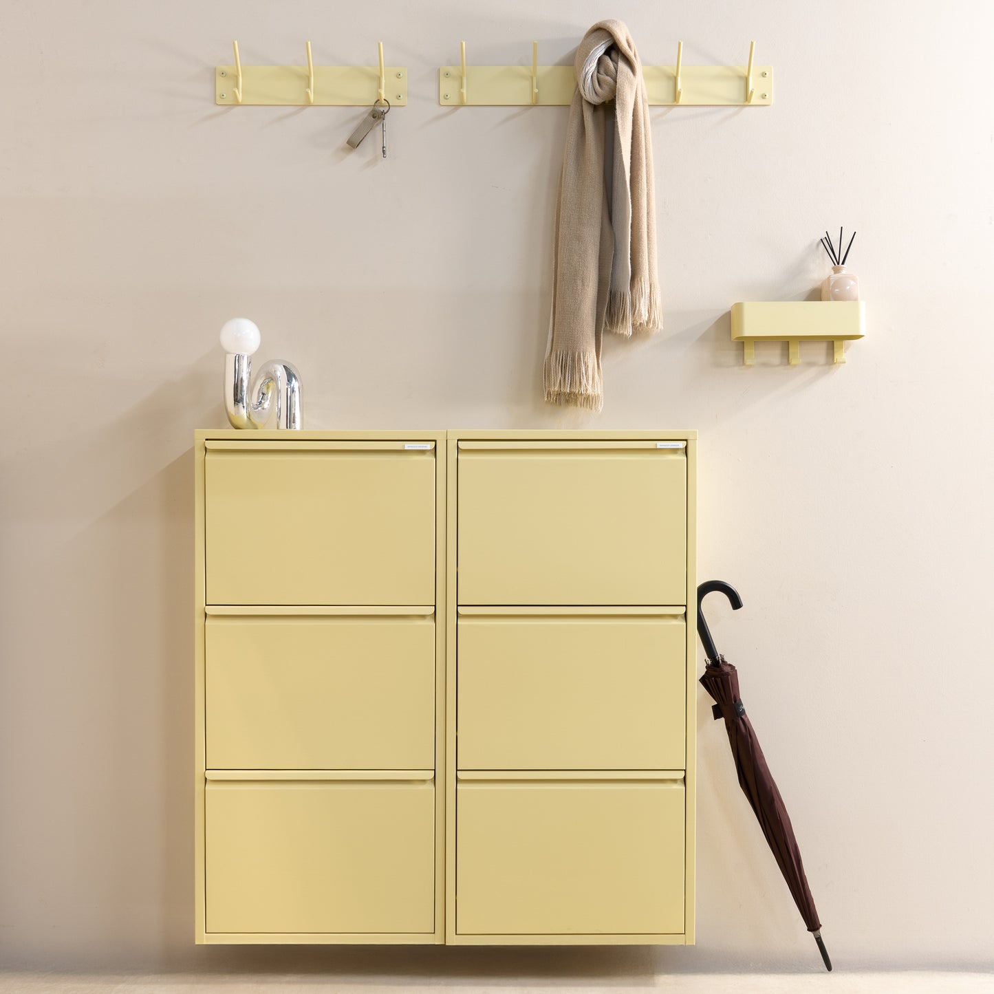 Spinder Design Fusion 3 wandkapstok Butter Yellow