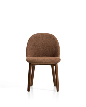 Kave Home Meila eetkamerstoel chenille Terracotta donker hout
