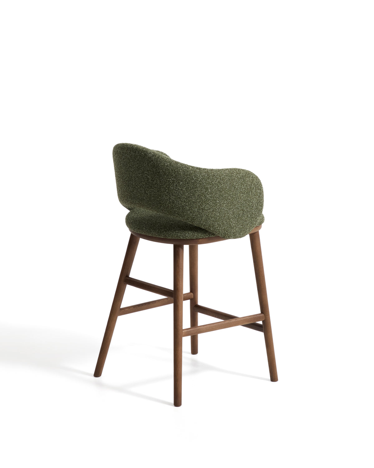 Kave Home Maina barkruk H65 dik chenille Groen walnoot