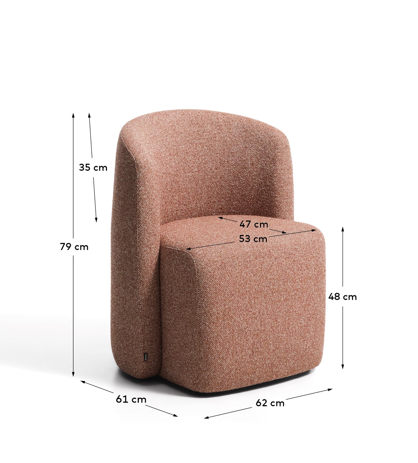 Kave Home Corvena eetkamerstoel chenille Terracotta