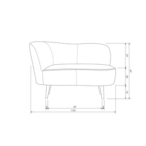 WOOOD Sara lounge fauteuil links velvet Warm Groen