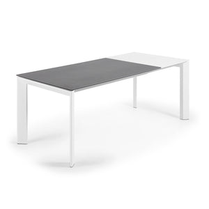Kave Home Axis eettafel uitschuifbaar 140/200x90 cm Grijs/Wit