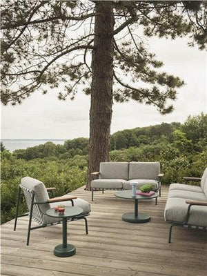 Muuto Settle 3-zits tuinbank Ribbed Weave 2/Dark Green