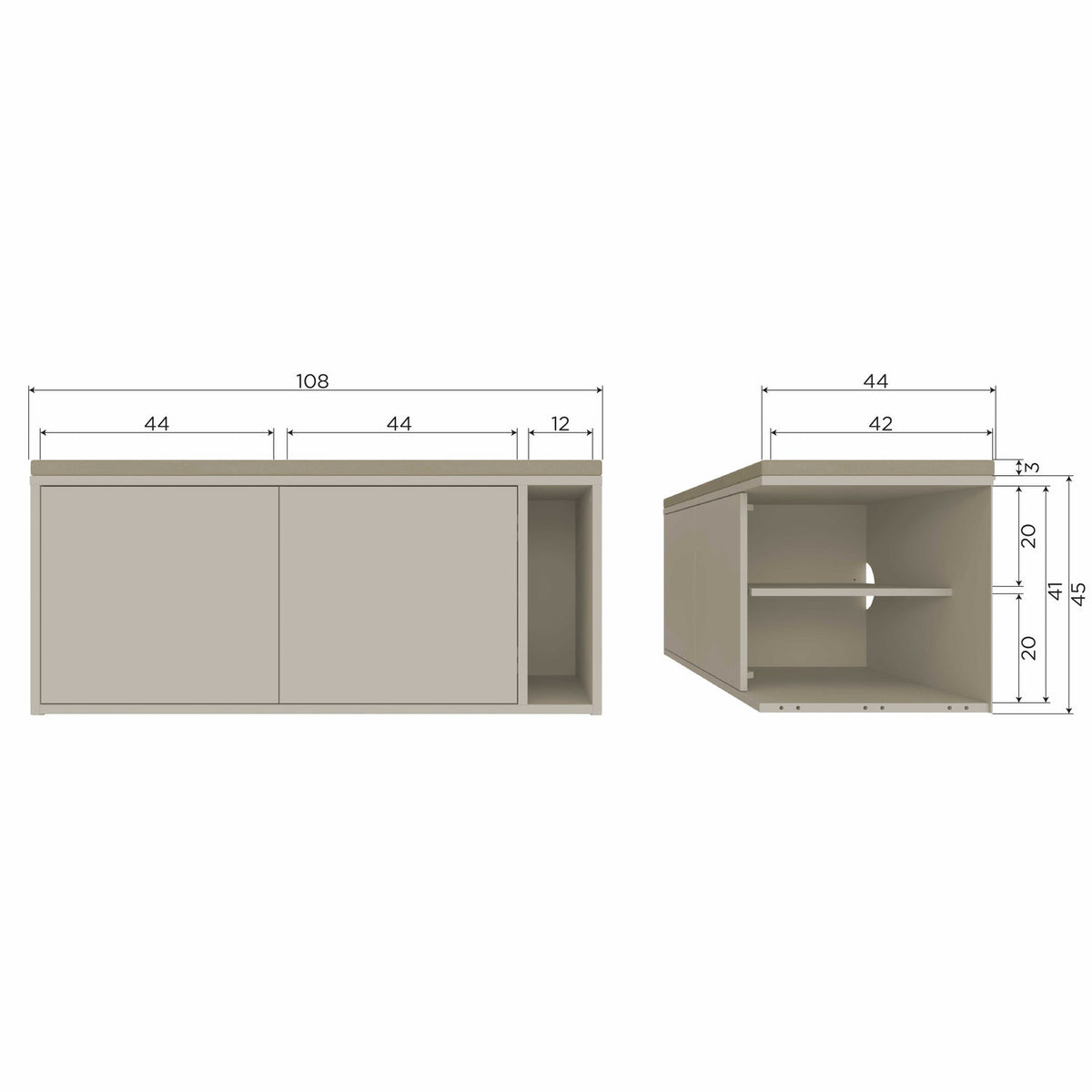 vtwonen Settle Down tv-meubel en bankje 108 cm Dust