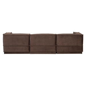 WOOOD Manu 3-zitsbank chaise longue rechts Bruin